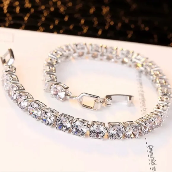 NEW 925 STERLING SILVER 5MM DIAMOND BRACELET, NICE BRACELET, CUTE BRACELET - Picture 3 of 5